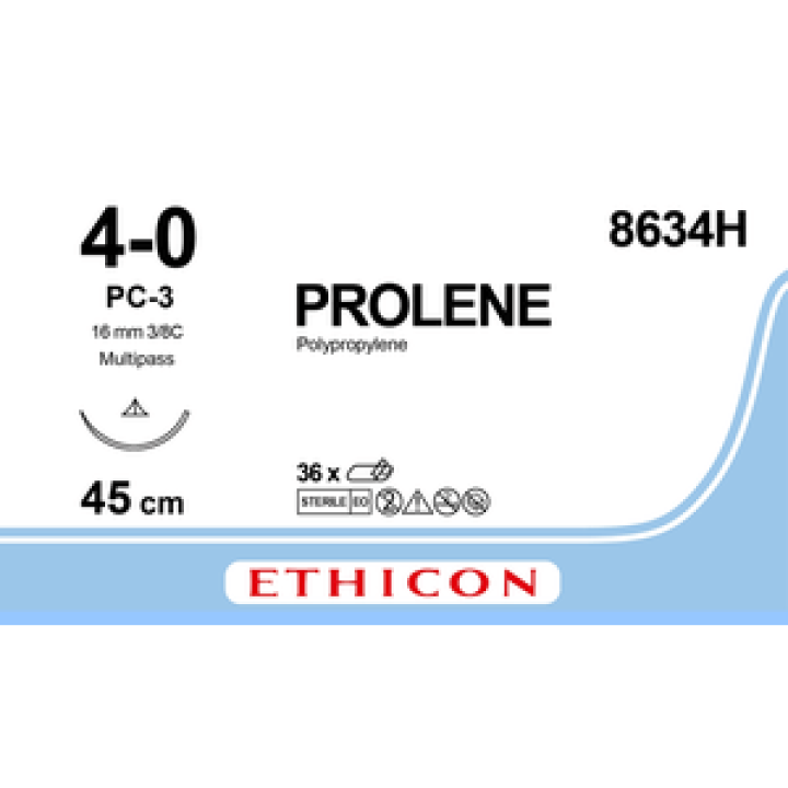 8634H - Prolene Blue 4-0 18" S/A PC-3 PRM MP