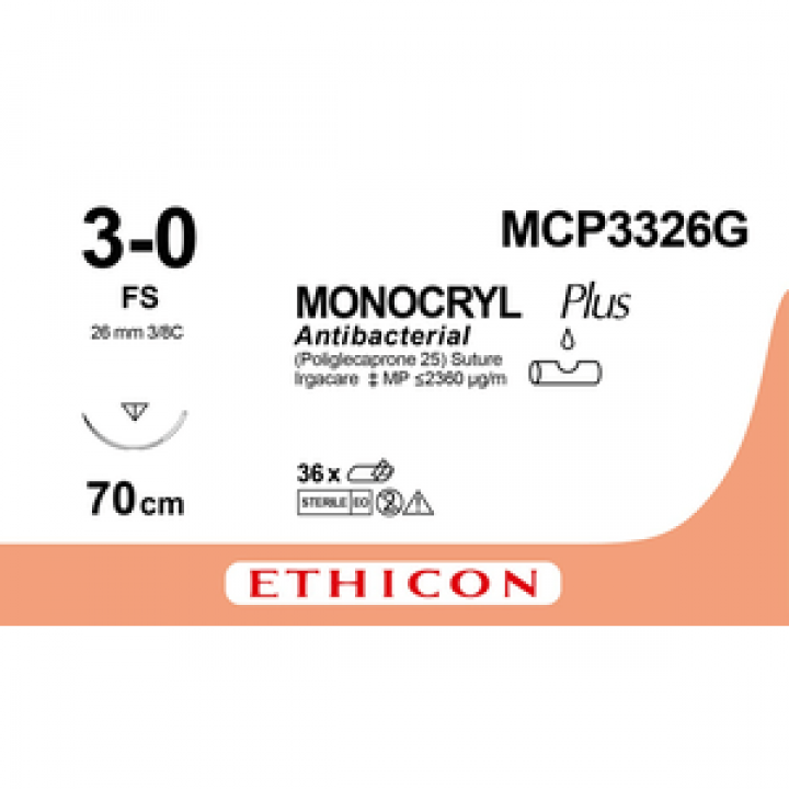 MONOCRYL 3/0 26mm 3/8 Reverse Cutting