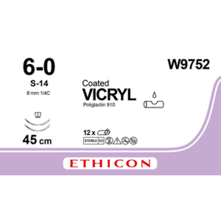 W9752 - Vicryl Undyed Braided 6-0 45cm Circle Needle
